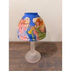 Frosted Glass Fairy Lamp Mix Matched Hand Painted Angels Partylite Base